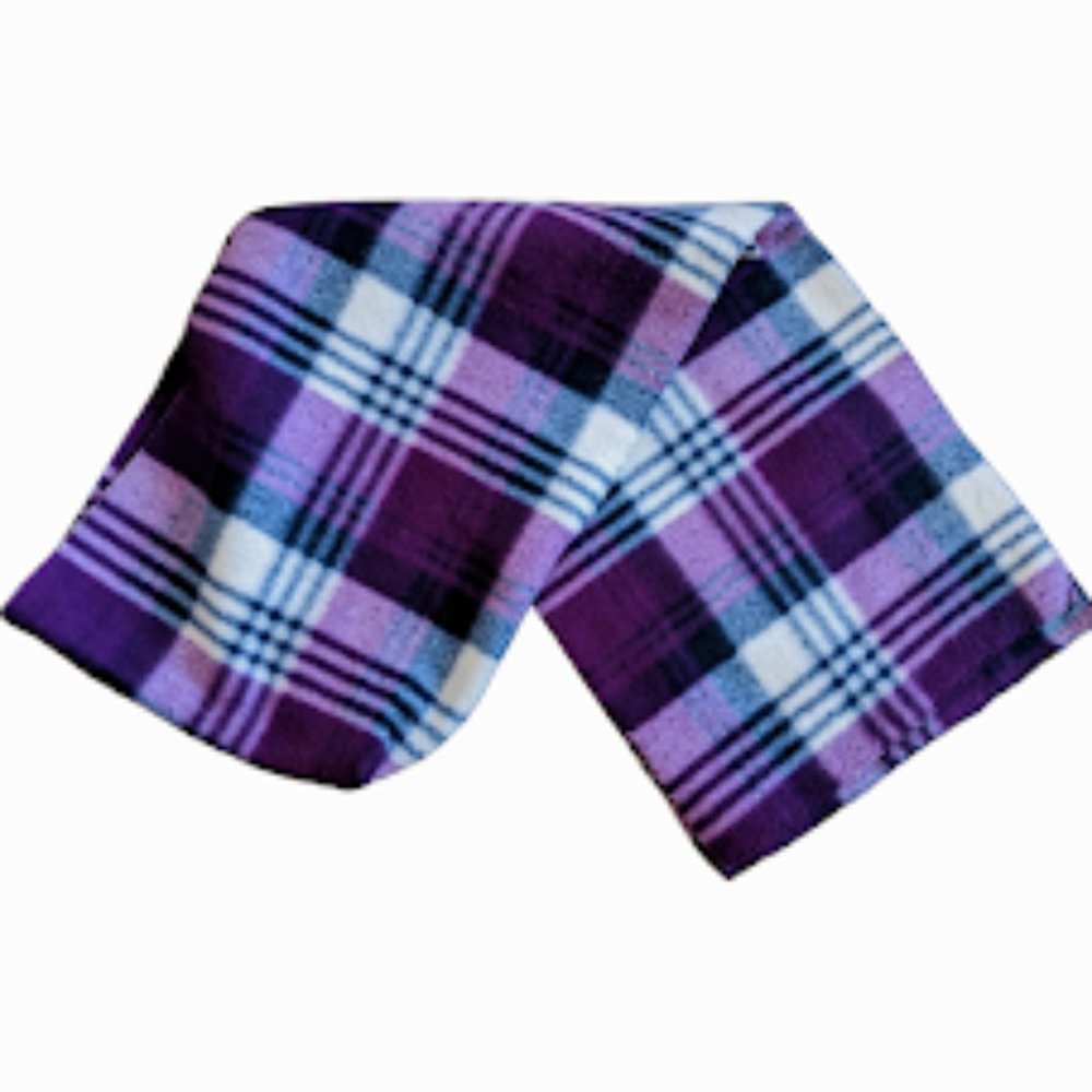 Hood Scarf, Purple, White Fleece 62 inch long